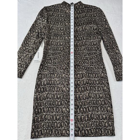 ST. JOHN Mahogany Brown Reptile Ombre Jacquard Knit Wool Blend Dress 6 NWT - Picture 5 of 8